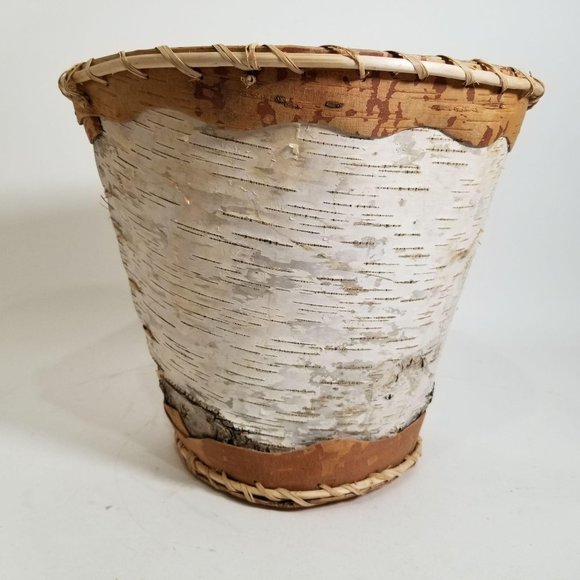 Unknown Other - Handmade Birch Wood Garbage Can Native White Brown